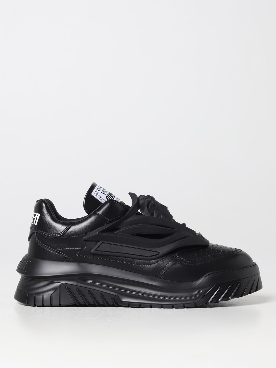 VERSACE: Odyssey sneakers in nappa leather - Black | Versace sneakers ...