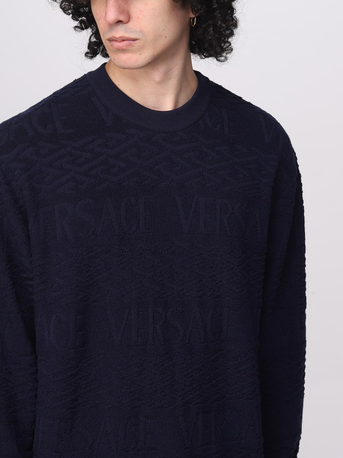 VERSACE JERSEY: Jersey hombre Versace, Azul Oscuro - Img 5