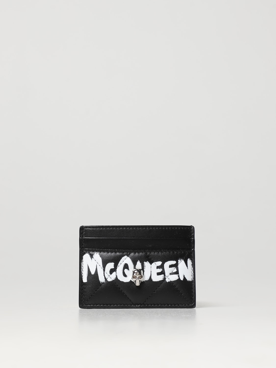 ★alexander mcqueen★シールカードホルダー MCQUEEN: Skull card holder in quilted leather - Black