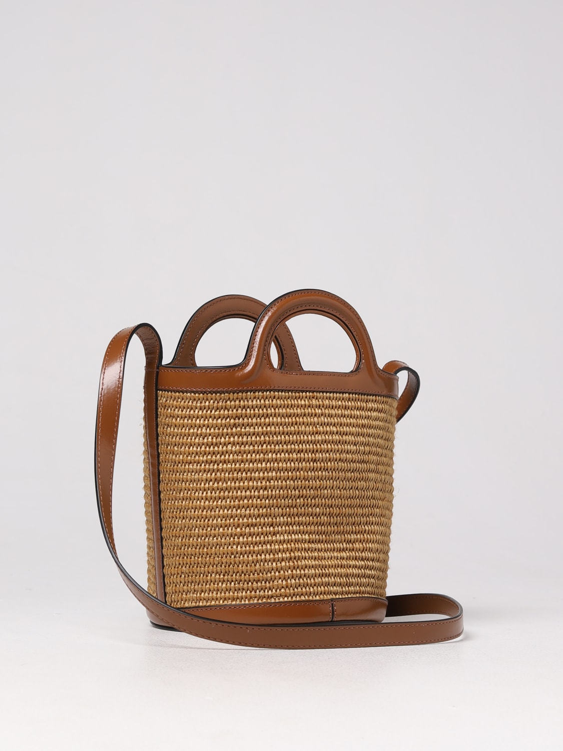 MARNI MINI BAG: Mini Marni Tropicalia bag in leather and raffia, Leather - Img 3