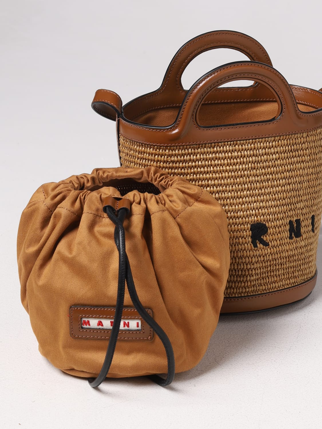 MARNI MINI BAG: Mini Marni Tropicalia bag in leather and raffia, Leather - Img 4