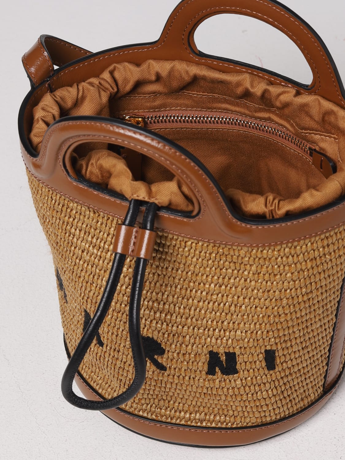 MARNI MINI BAG: Mini Marni Tropicalia bag in leather and raffia, Leather - Img 5