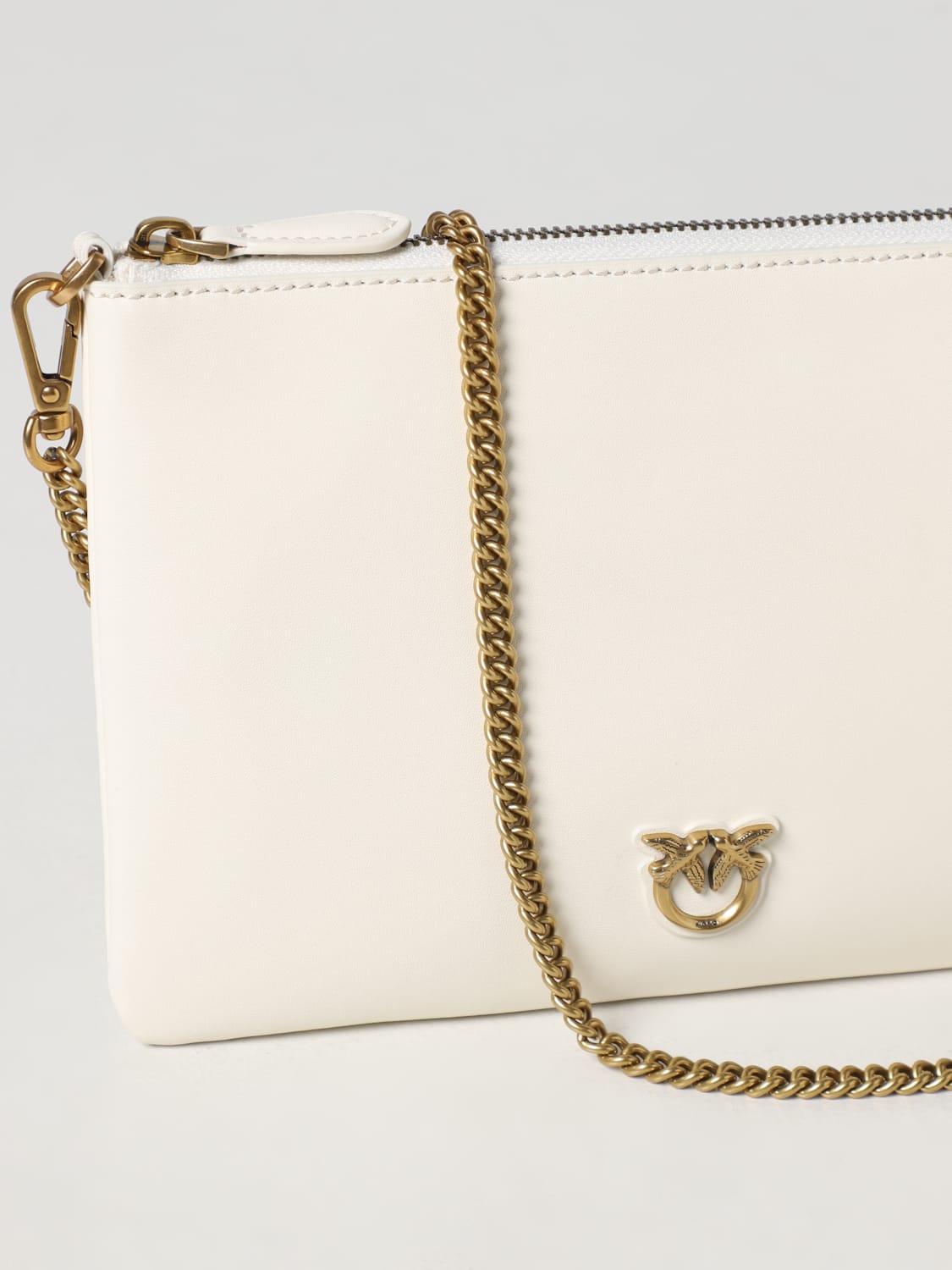 PINKO BORSA MINI: Clutch Pinko in pelle, Bianco - Img 3