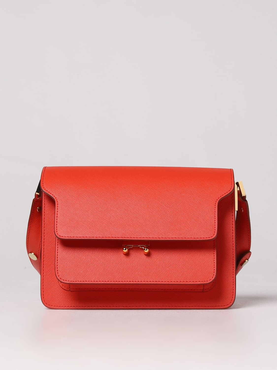 MARNI: Trunk bag in saffiano leather - Red | Marni shoulder