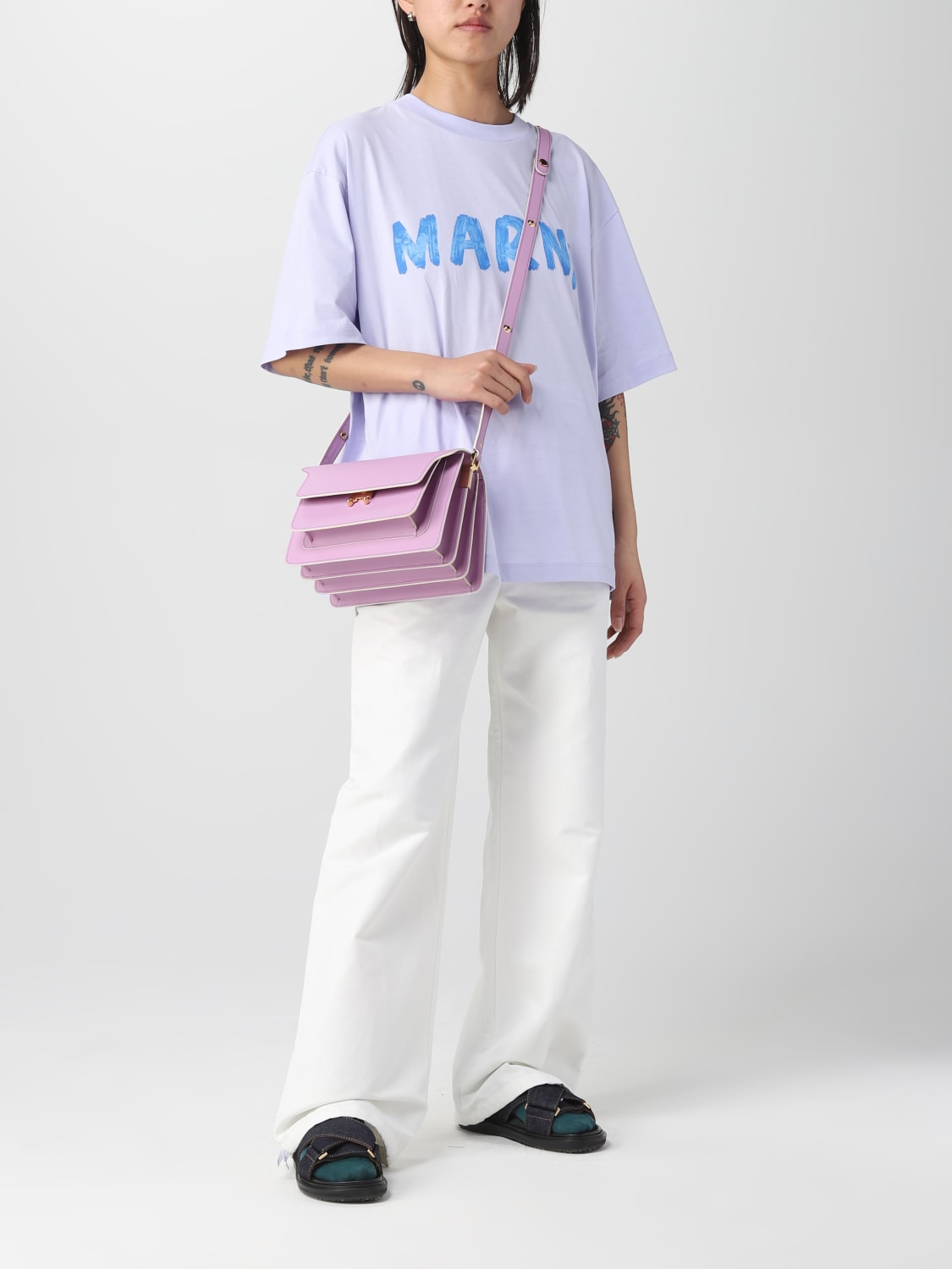 MARNI: Trunk bag in saffiano leather - Lilac | Marni MARNI: Trunk bag in saffiano leather - Lilac | Marni
