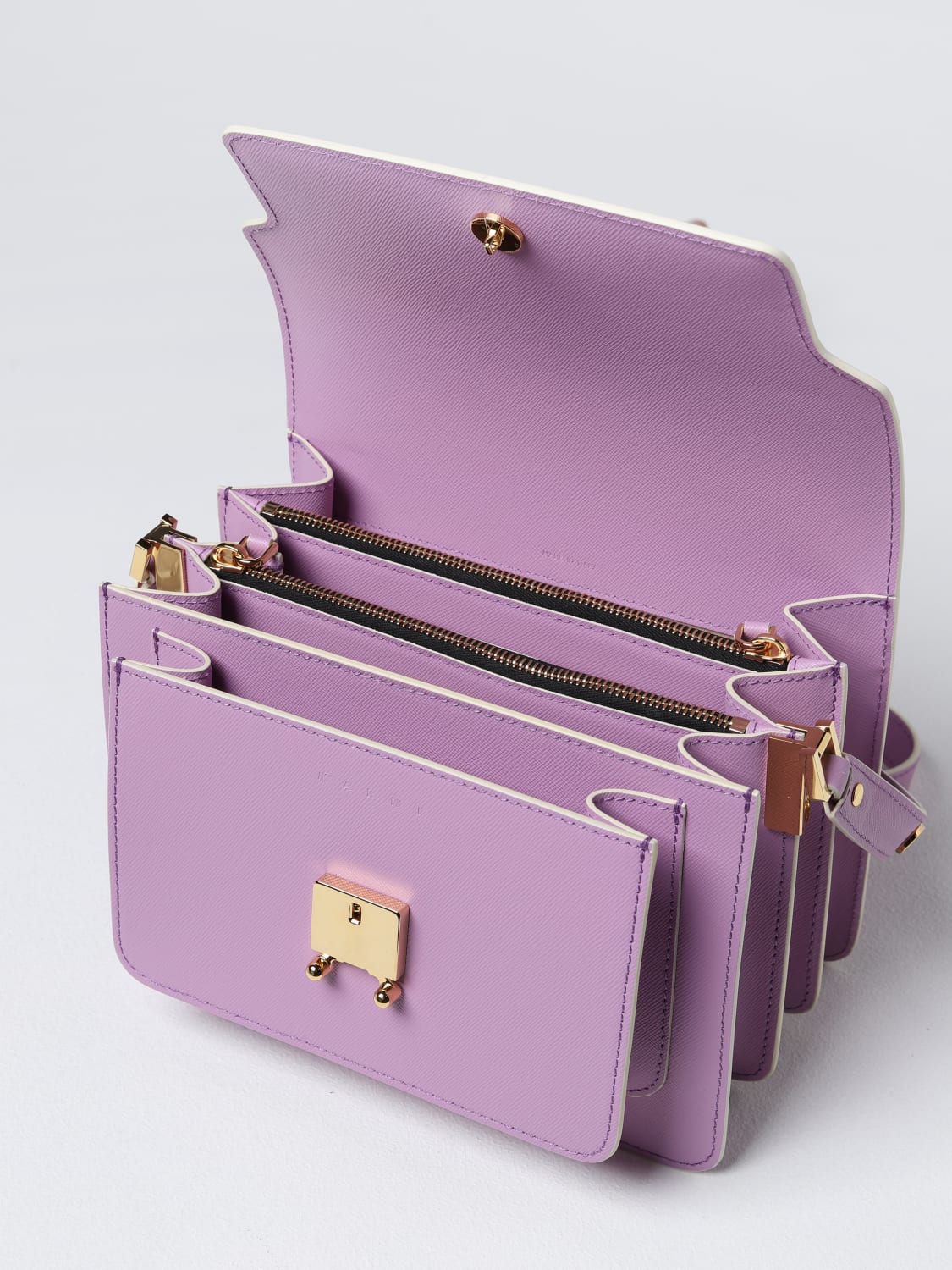 MARNI: Trunk bag in saffiano leather - Lilac | Marni MARNI: Trunk bag in saffiano leather - Lilac | Marni