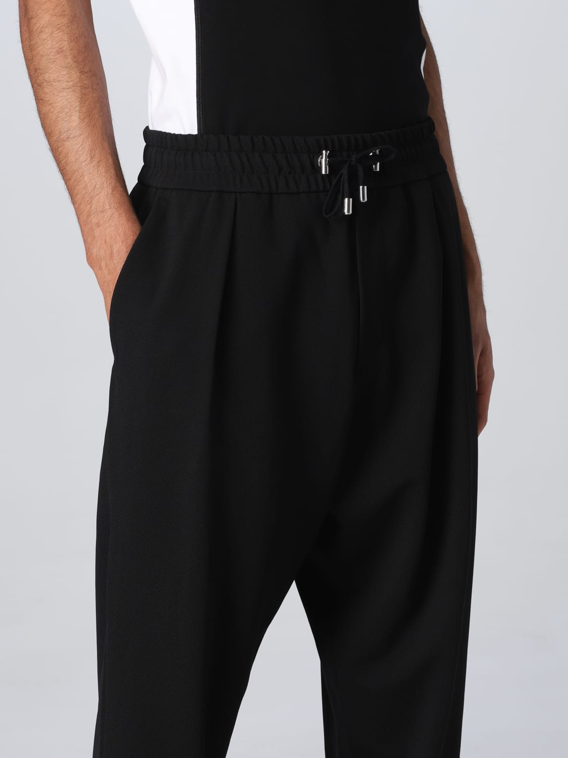 BALMAIN PANTS: Balmain stretch fabric trousers, Black - Img 4