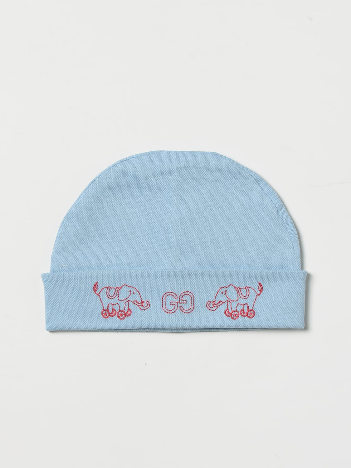 GUCCI HAT: Gucci cotton hat with embroidered logo, Blue - Img 1