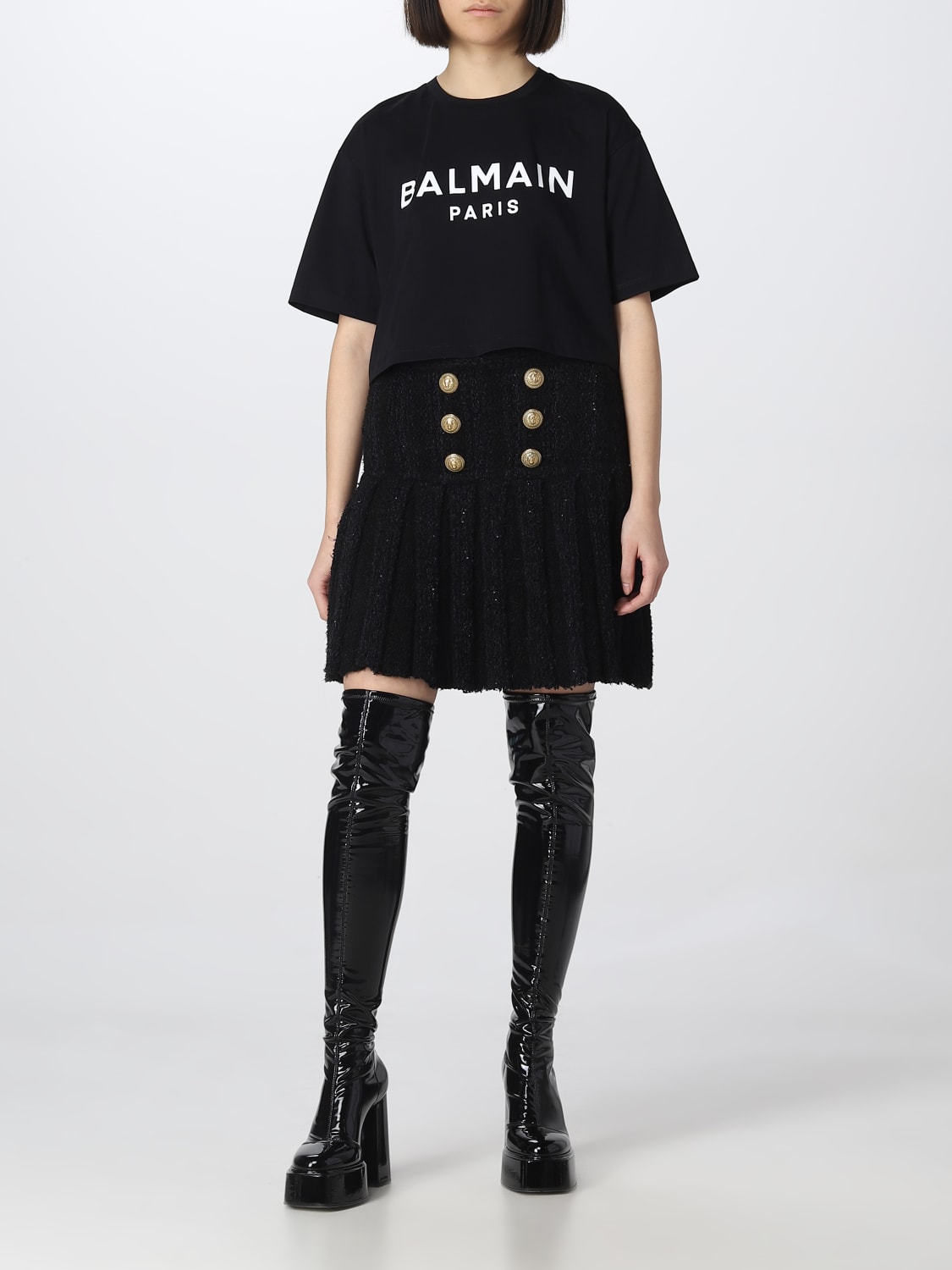 BALMAIN 半身裙: 半身裙 女士 Balmain, 黑色 - Img 2