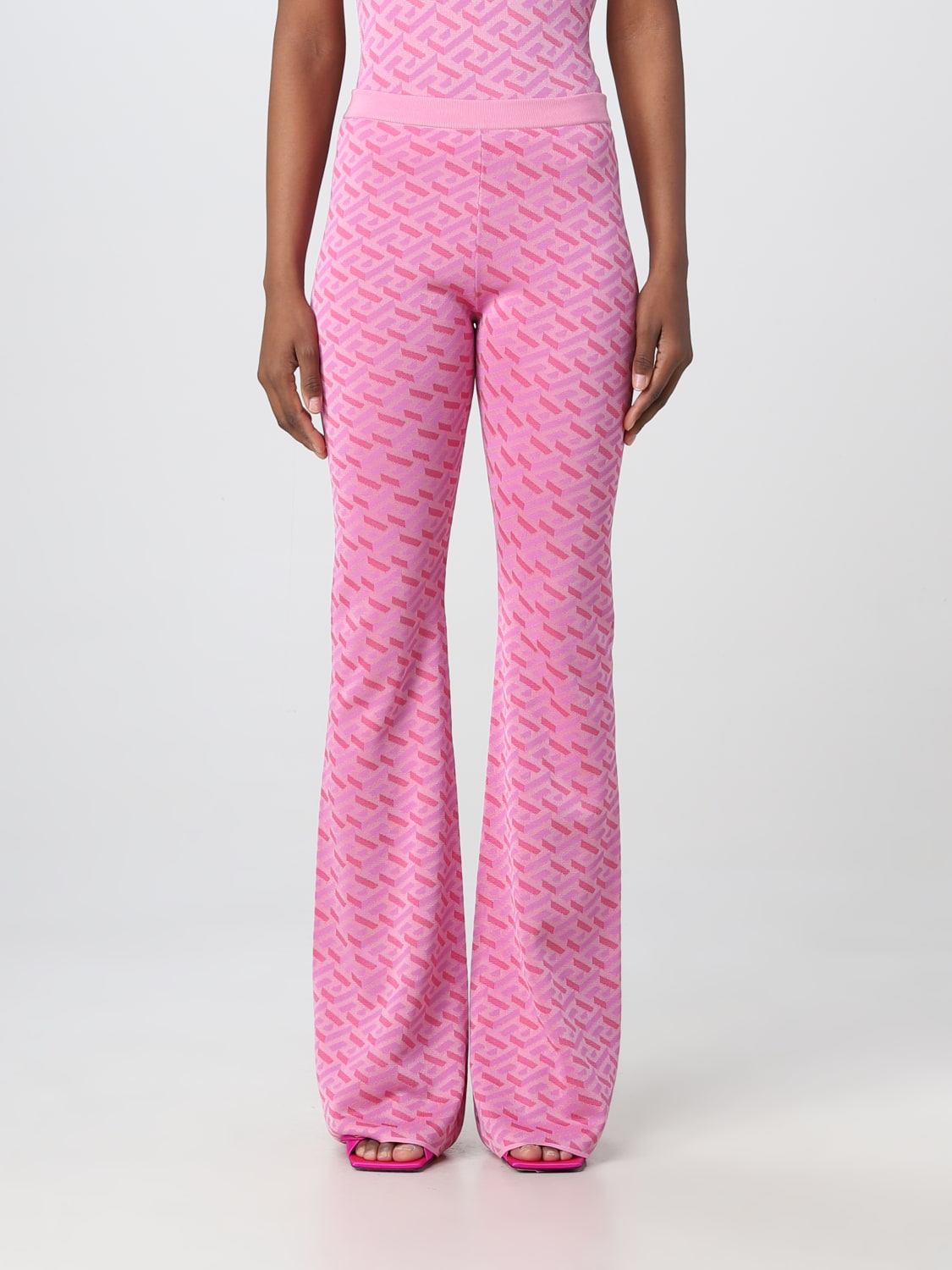 VERSACE PANTS: Versace trousers in silk blend, Pink - Img 1