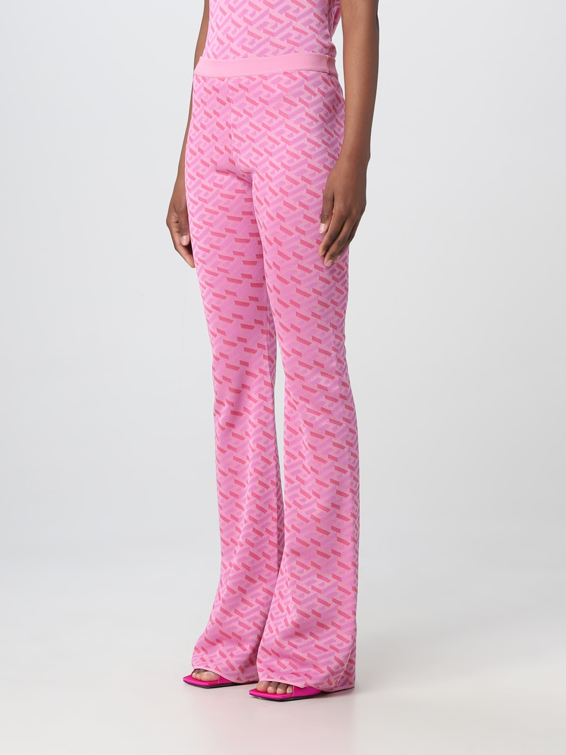 VERSACE PANTS: Versace trousers in silk blend, Pink - Img 3