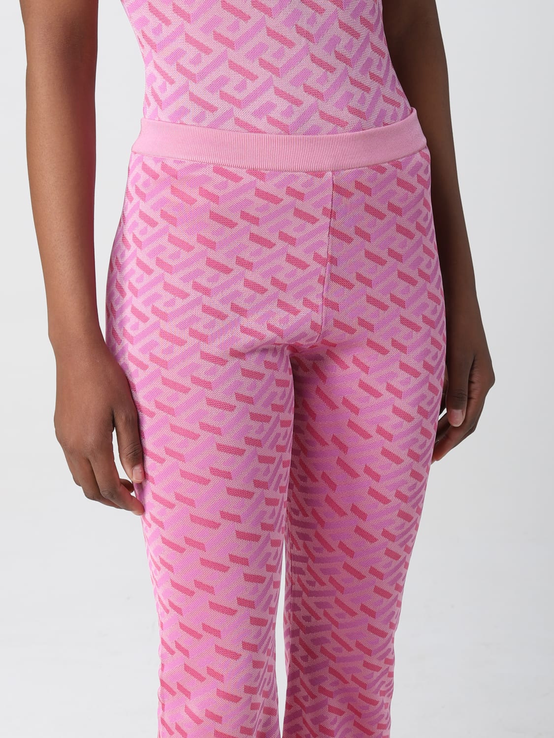 VERSACE PANTS: Versace trousers in silk blend, Pink - Img 4