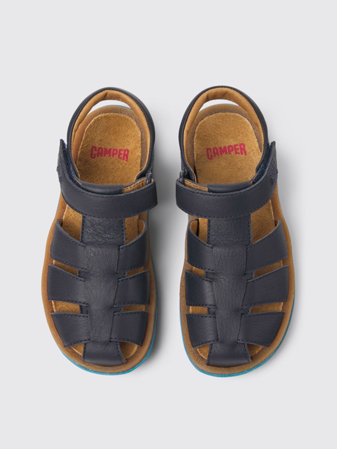 CAMPER SHOES: Camper Bicho sandals in leather, Blue - Img 3