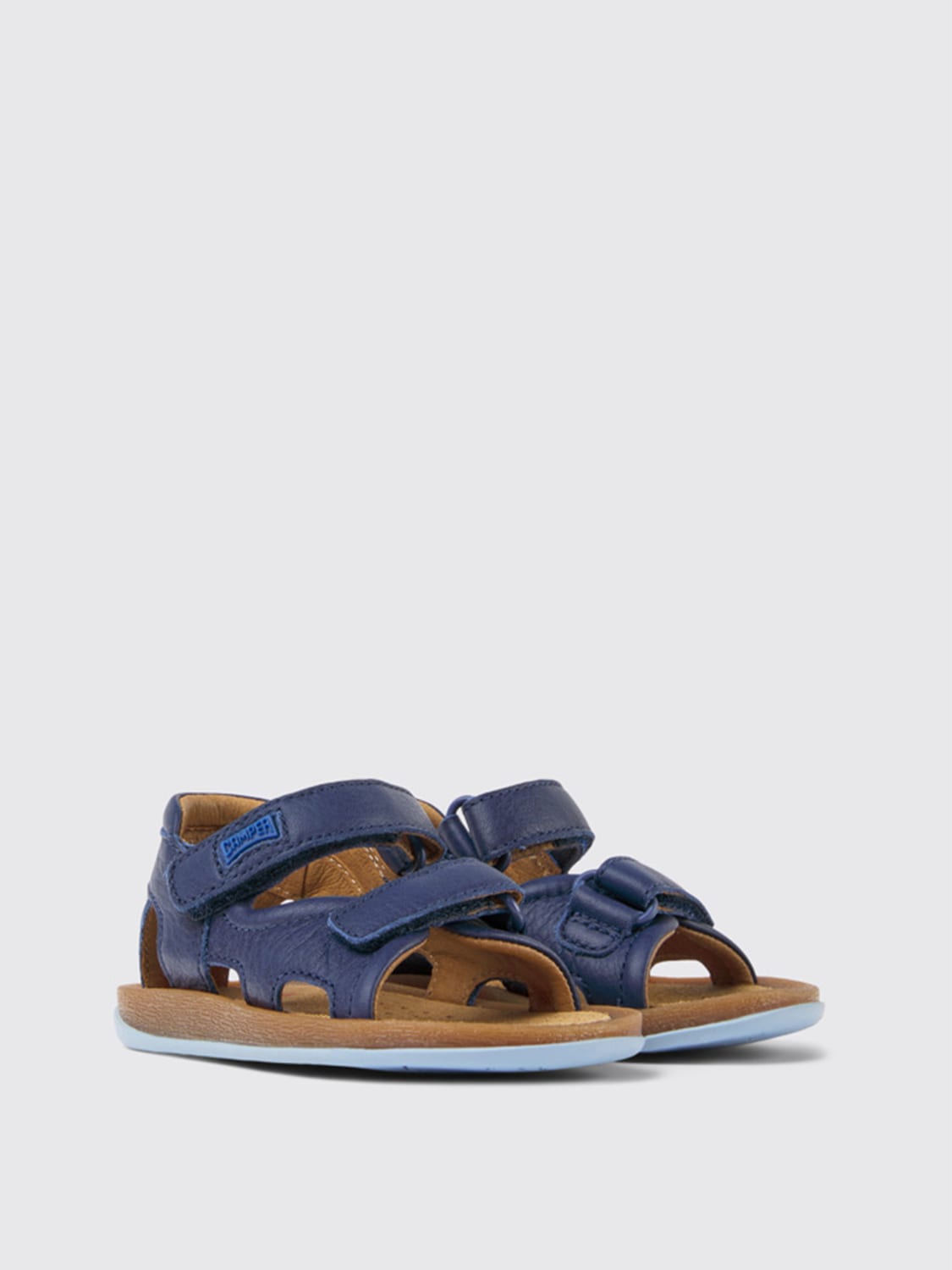 CAMPER SHOES: Camper Bicho sandals in leather, Blue - Img 2