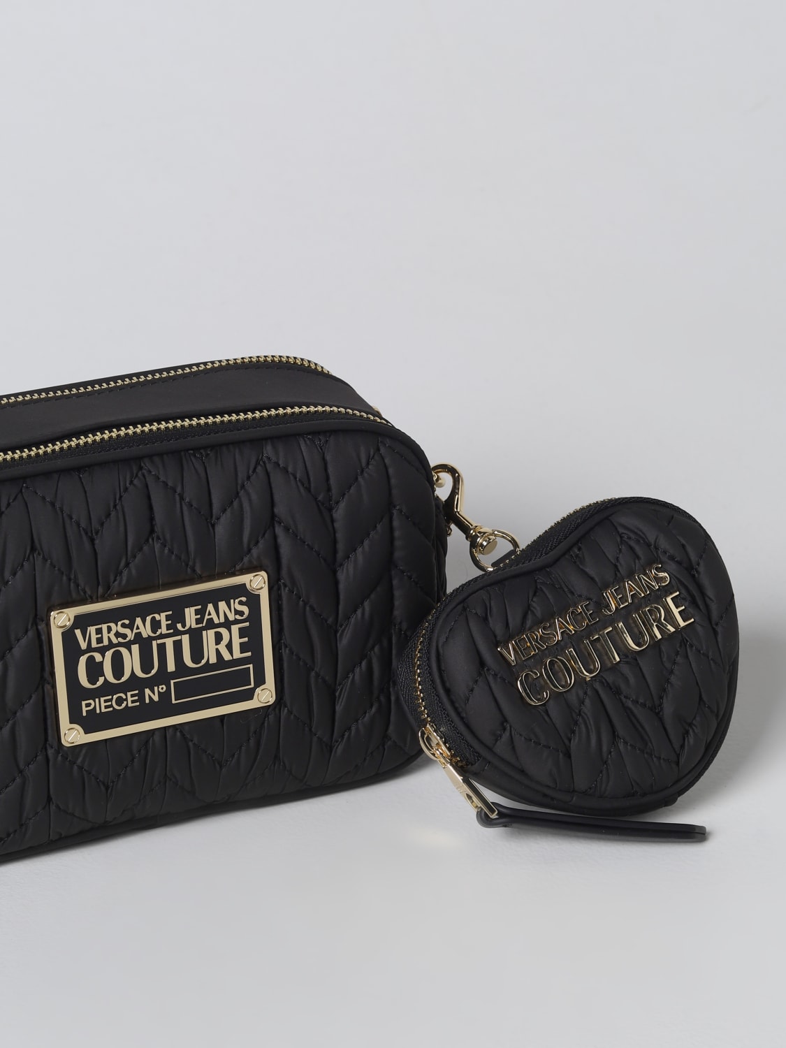 VERSACE JEANS COUTURE CROSSBODY BAGS: Versace Jeans Couture bag in quilted nylon, Black - Img 3