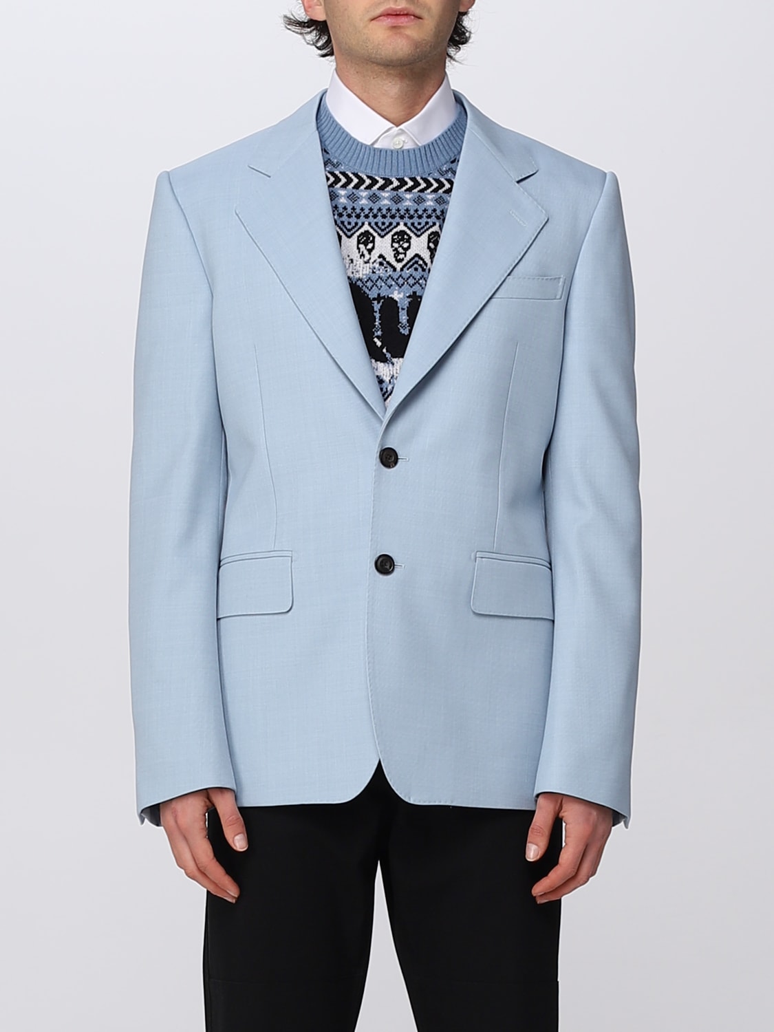 MCQUEEN JACKET: McQueen jacket in wool blend, Gnawed Blue - Img 1