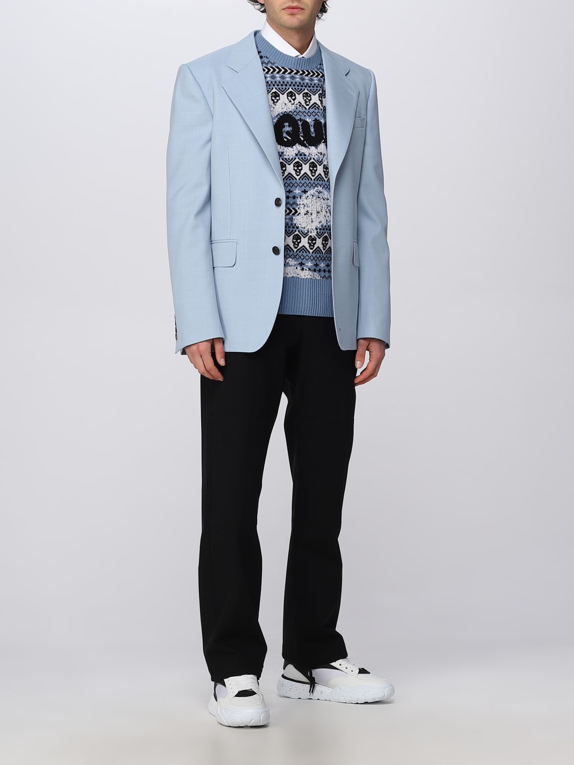 MCQUEEN JACKET: McQueen jacket in wool blend, Gnawed Blue - Img 2