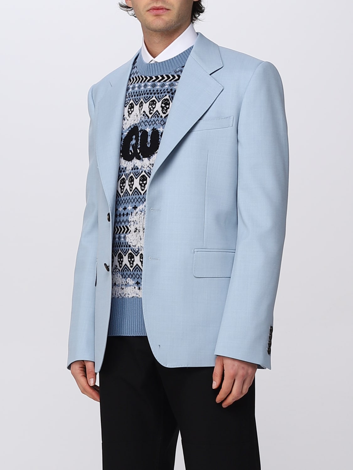 MCQUEEN JACKET: McQueen jacket in wool blend, Gnawed Blue - Img 4