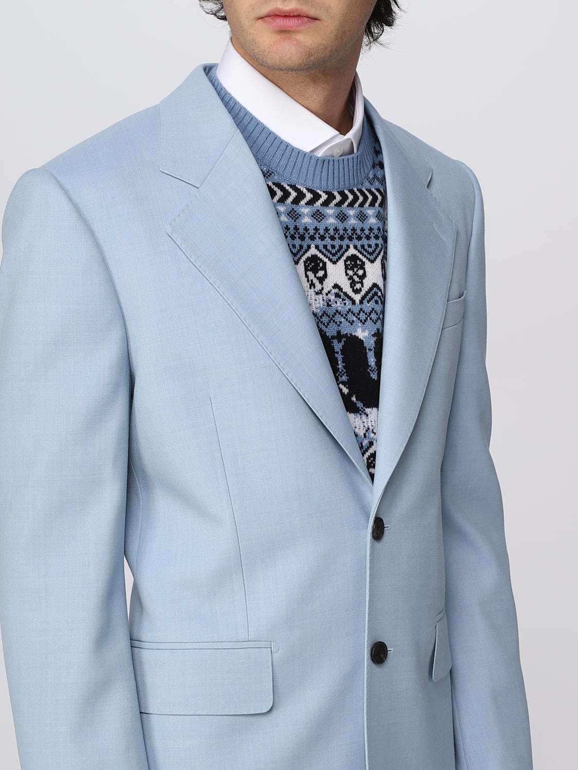 MCQUEEN JACKET: McQueen jacket in wool blend, Gnawed Blue - Img 5