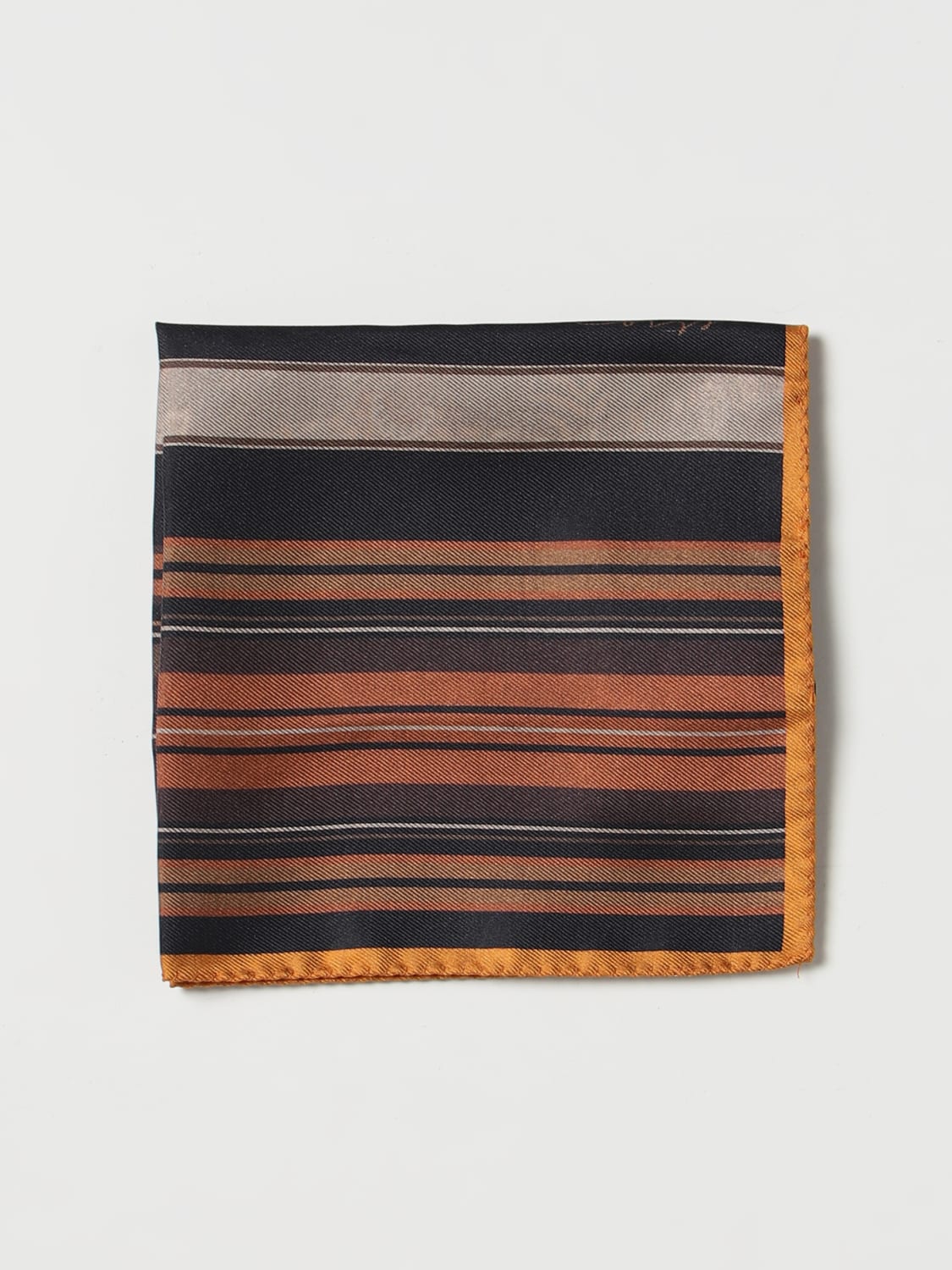 ETRO POCKET SQUARE: Etro pochette in silk with double print, Black - Img 1