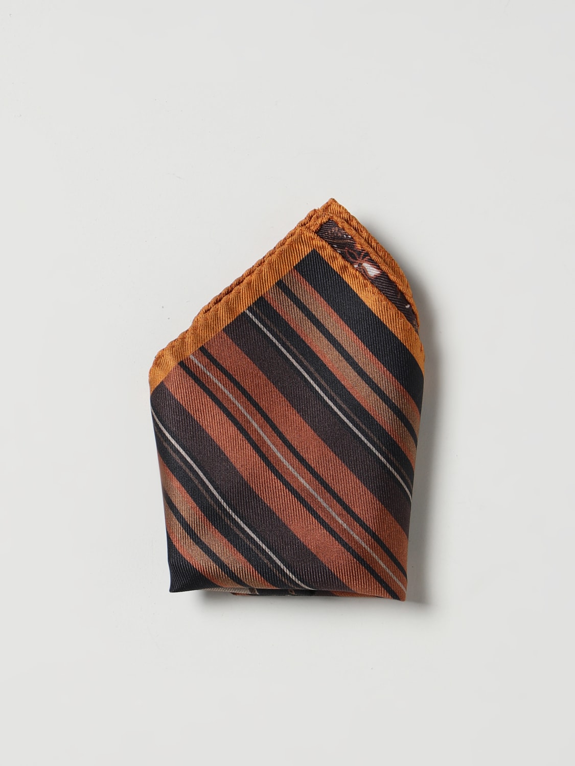 ETRO POCKET SQUARE: Etro pochette in silk with double print, Black - Img 2