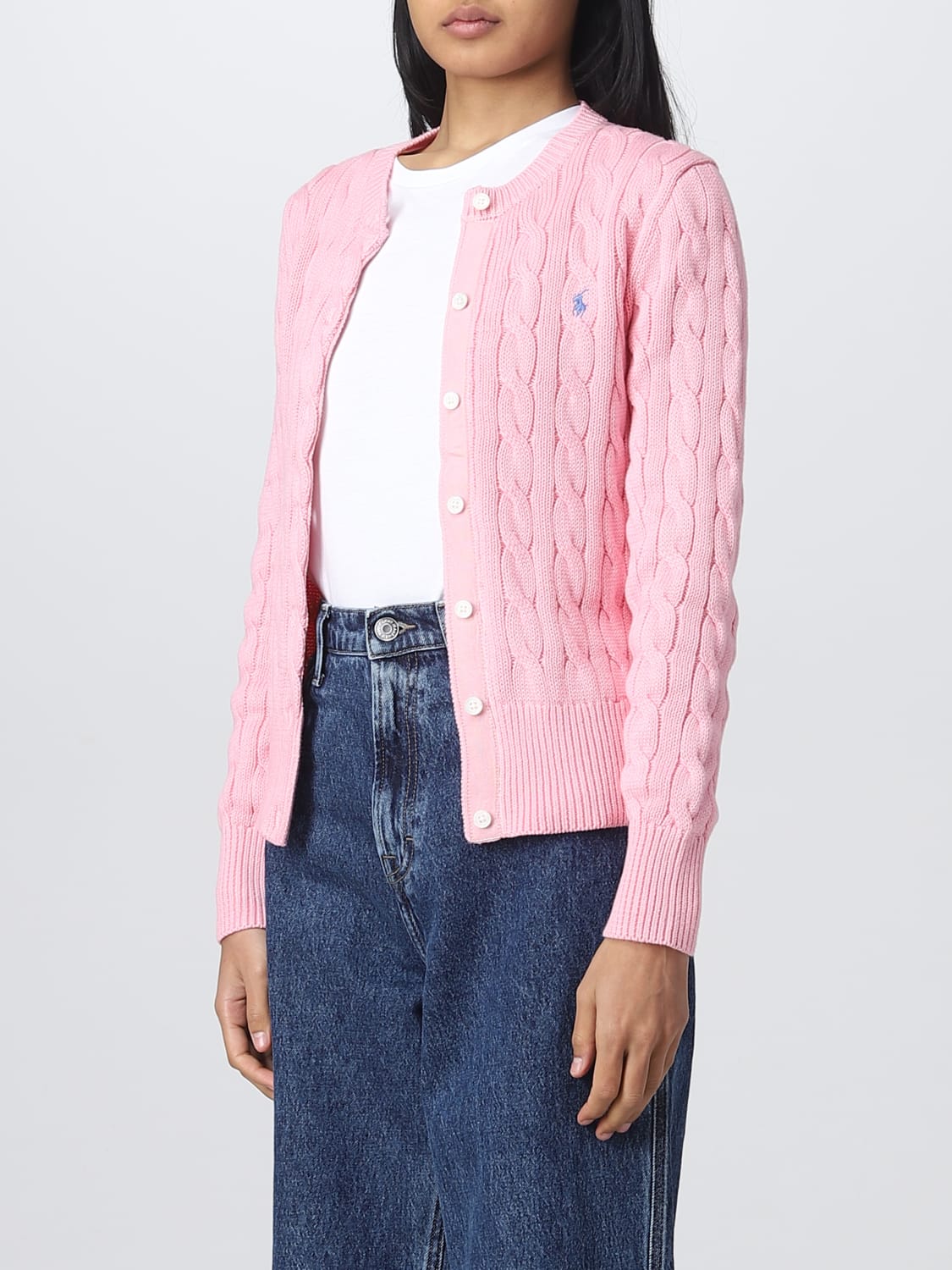 POLO RALPH LAUREN 针织开衫: 针织开衫 女士 Polo Ralph Lauren, 粉色 - Img 3