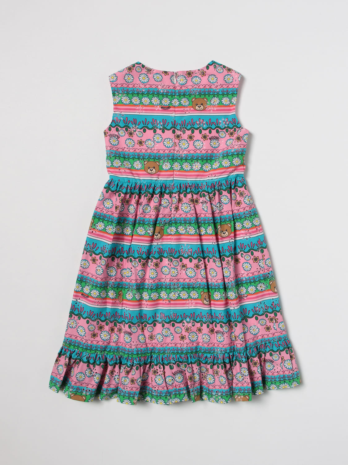 MOSCHINO ABITO: Abito in cotone stampato Moschino Kid, Rosa - Img 2