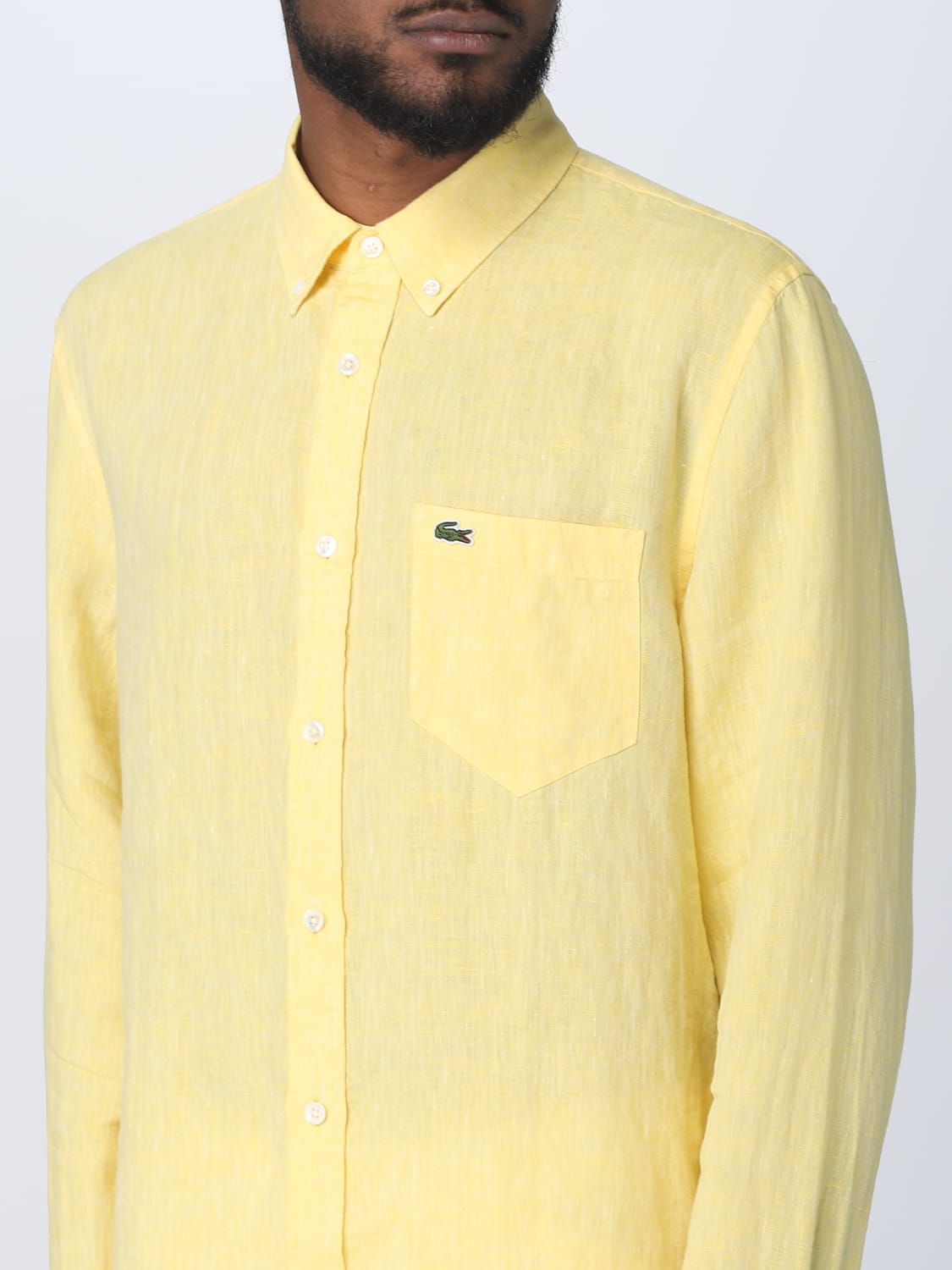 Lacoste Outlet Chemise homme Jaune Chemise Lacoste CH5692 en ligne sur GIGLIO.COM