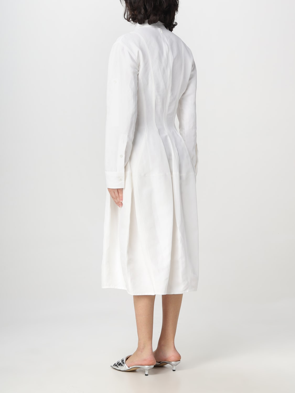 BOTTEGA VENETA DRESS: Bottega Veneta dress in linen and viscose, White - Img 2