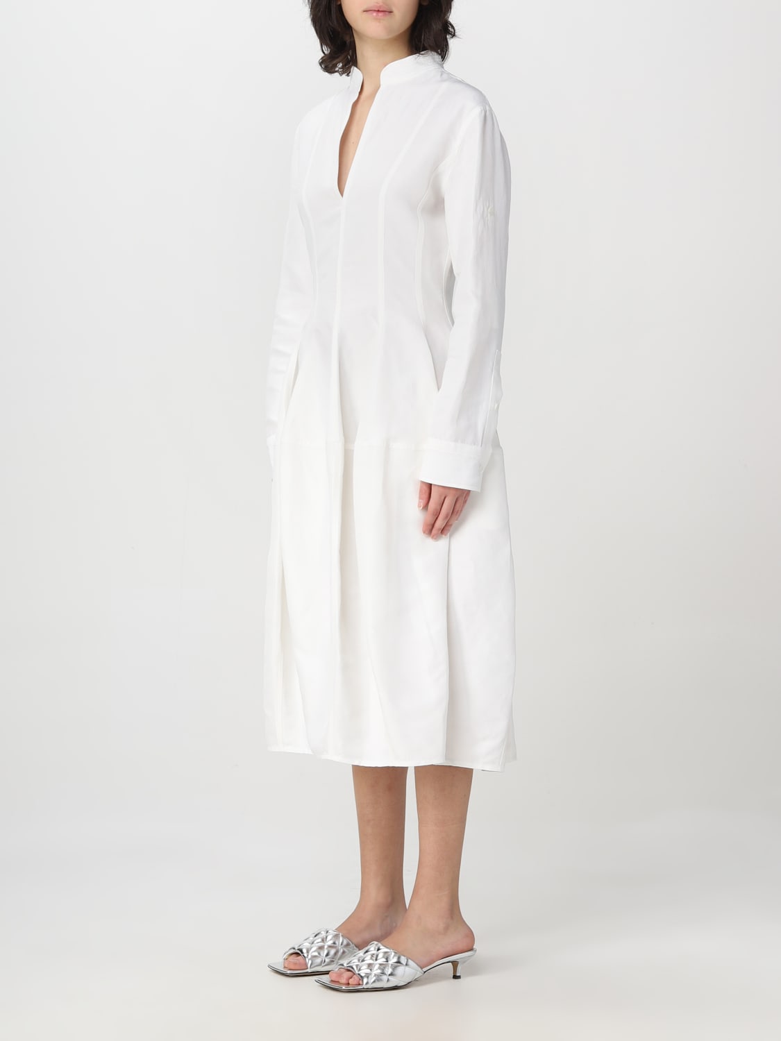 BOTTEGA VENETA DRESS: Bottega Veneta dress in linen and viscose, White - Img 3