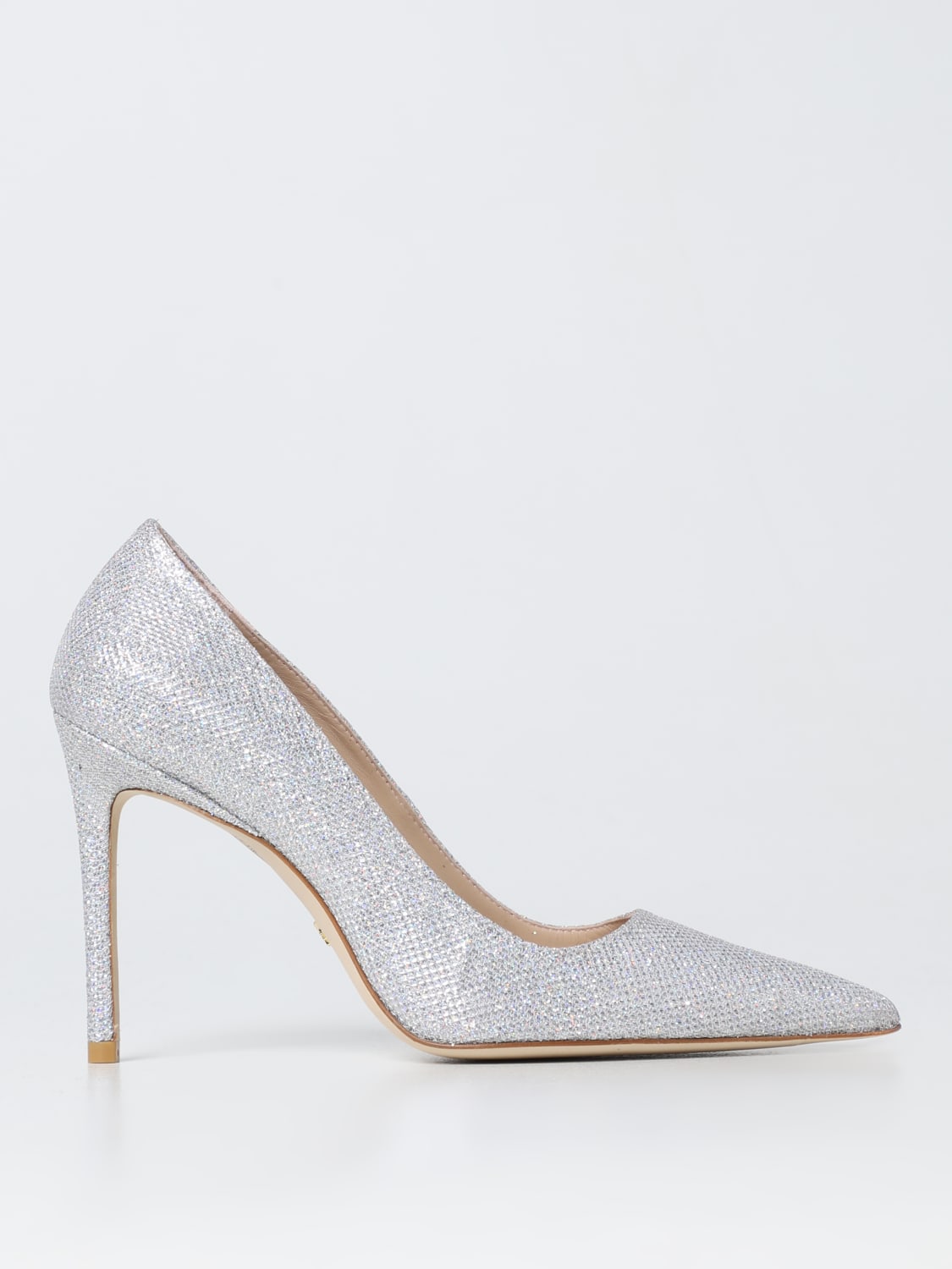 STUART WEITZMAN: pump in fabric with glitter - Silver | Stuart Weitzman ...