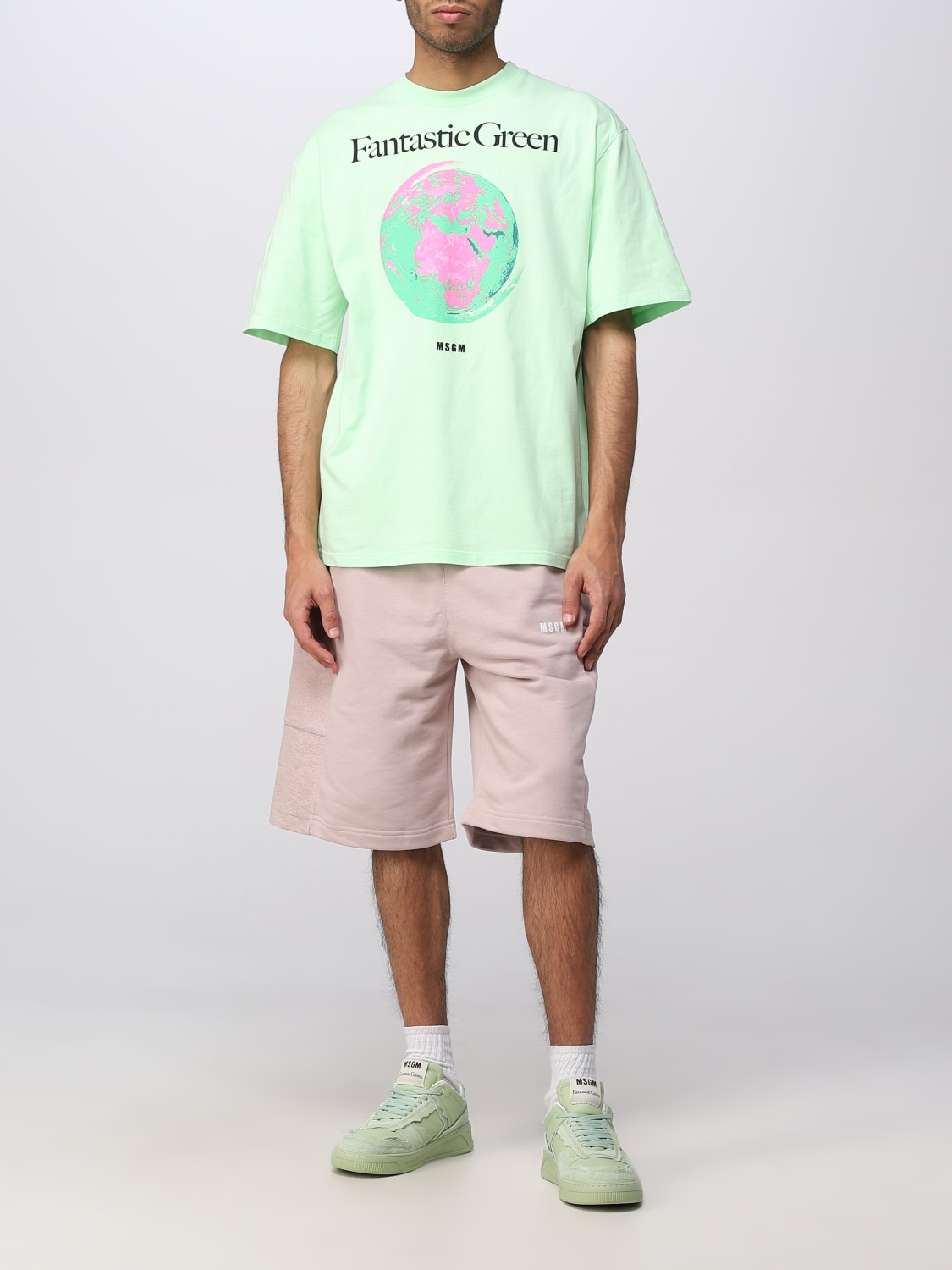 MSGM T-SHIRT: MSGM cotton t-shirt, Green - Img 2