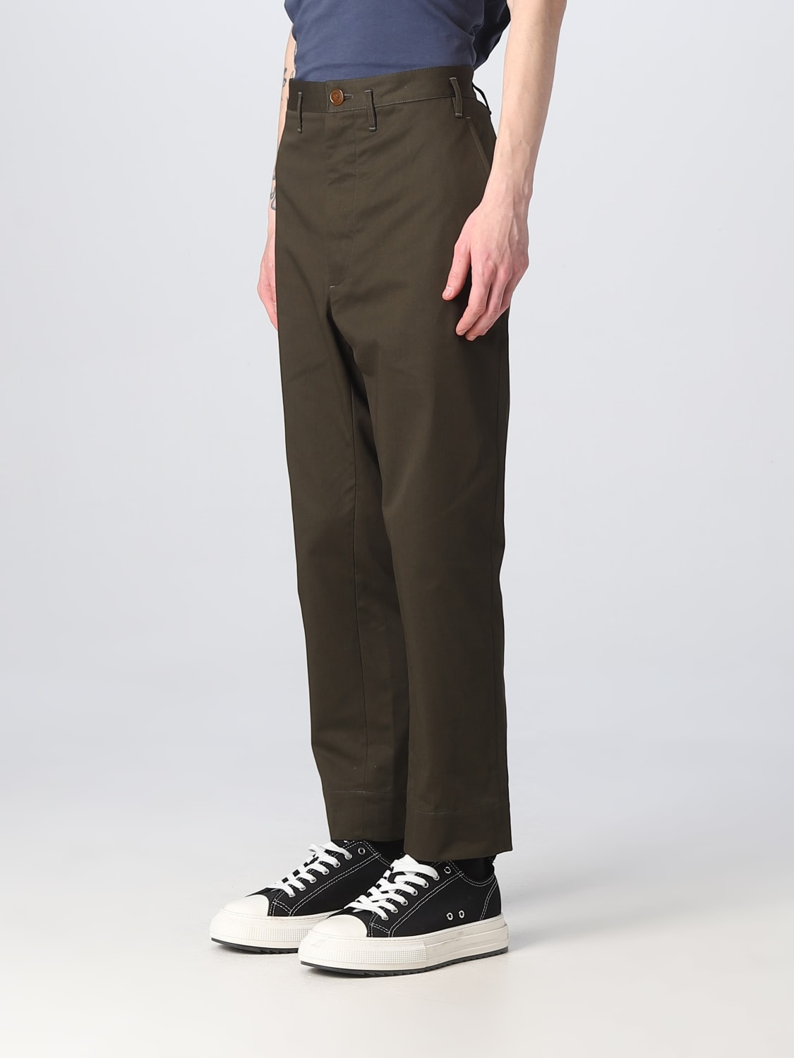 VIVIENNE WESTWOOD PANTALONE: Pantaloni Vivienne Westwood in cotone, Militare - Img 4