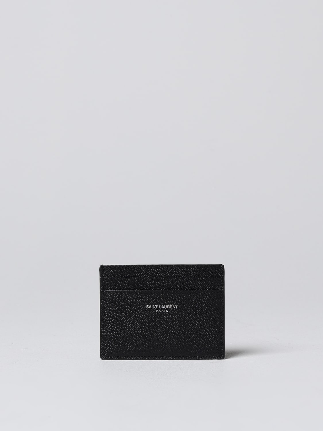SAINT LAURENT PORTAFOGLIO: Portacarte di credito Saint Laurent in pelle grain de poudre , Nero - Img 1