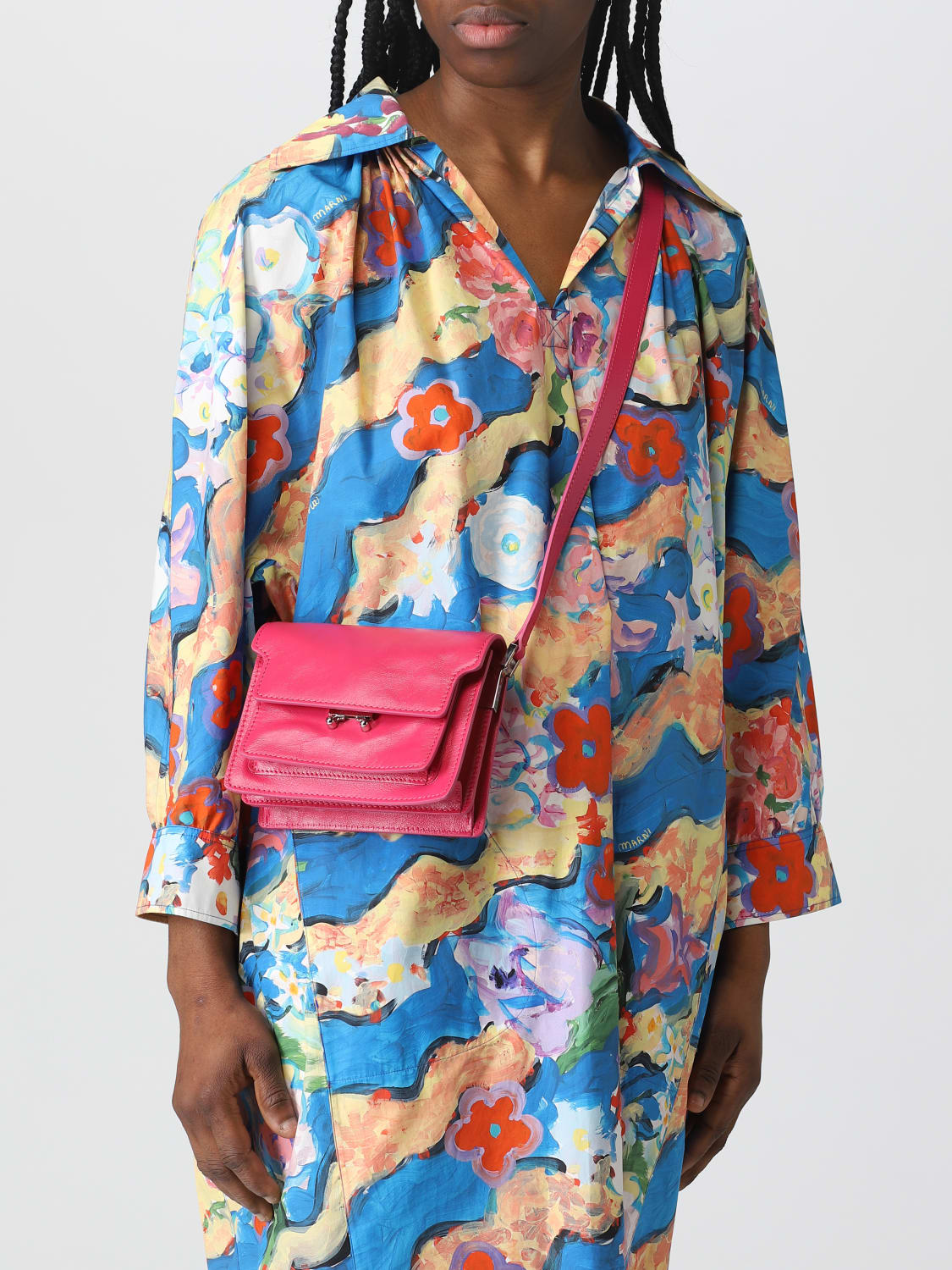 Marni Outlet: Trunk bag in leather - Strawberry | Marni