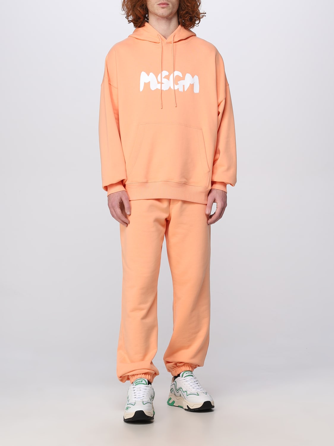 MSGM SWEATSHIRT: MSGM sweatshirt in cotton with printed logo, Orange - Img 2