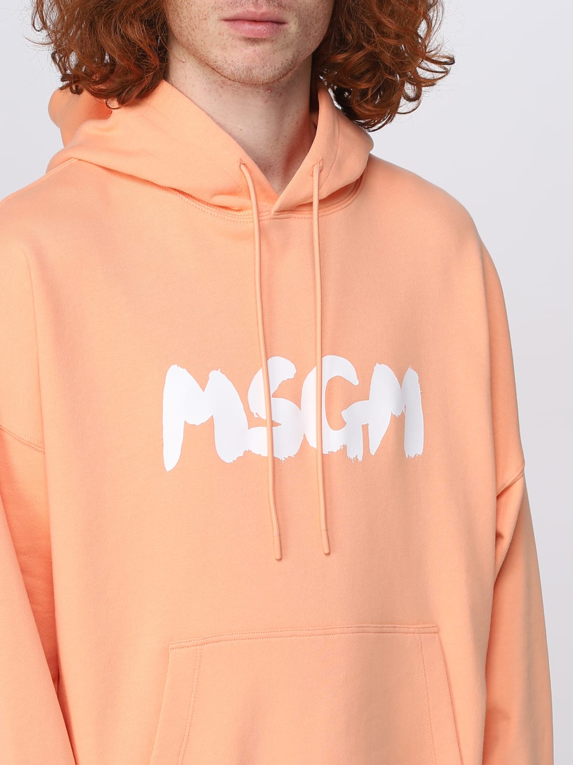 MSGM SWEATSHIRT: MSGM sweatshirt in cotton with printed logo, Orange - Img 4