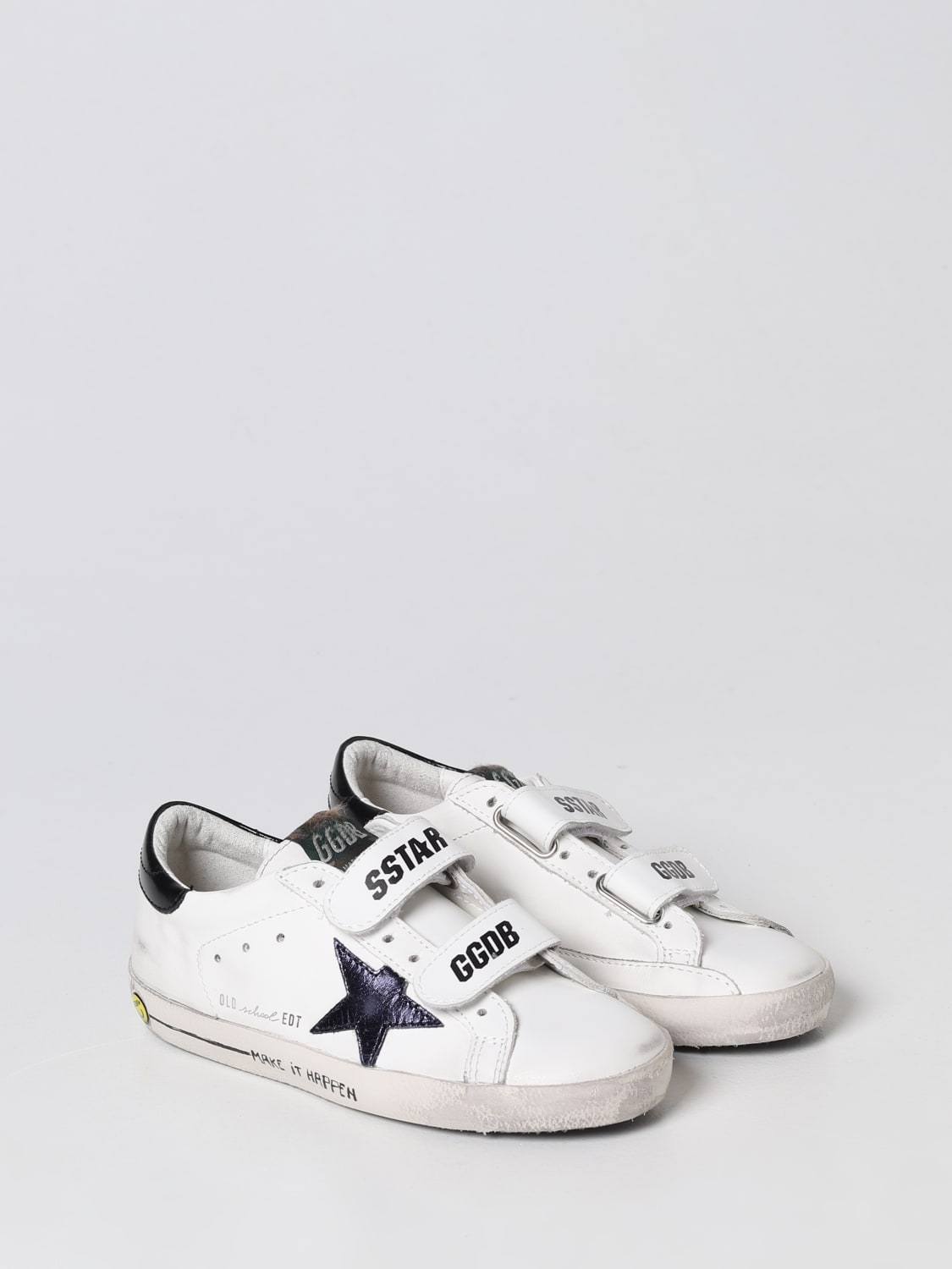 GOLDEN GOOSE SNEAKERS: Sneakers Old School Golden Goose in pelle used, Blue - Img 2