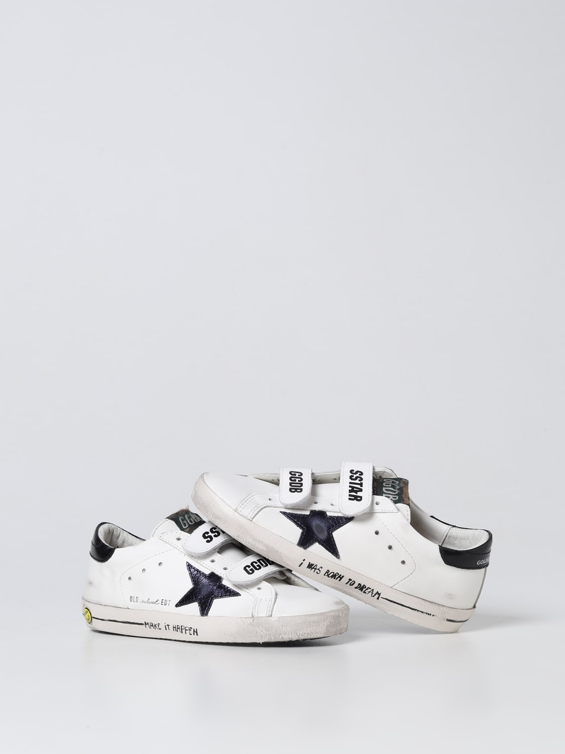 GOLDEN GOOSE SNEAKERS: Sneakers Old School Golden Goose in pelle used, Blue - Img 4