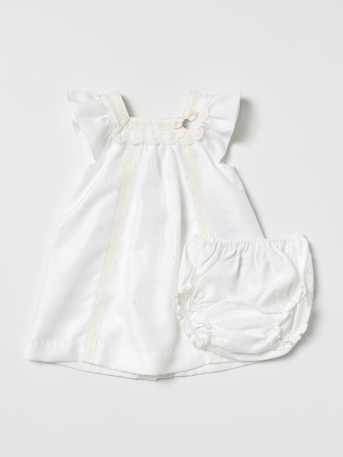 PAZ RODRIGUEZ ROMPER: Romper kids Paz Rodriguez, Cream - Img 1