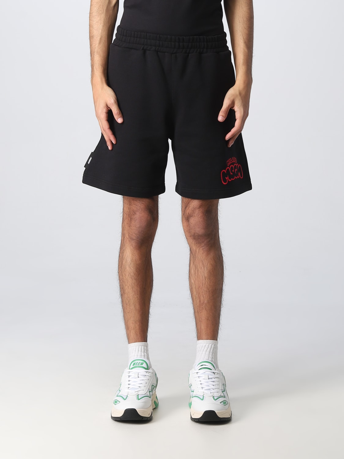 MSGM SHORT: MSGM shorts in cotton, Black - Img 1