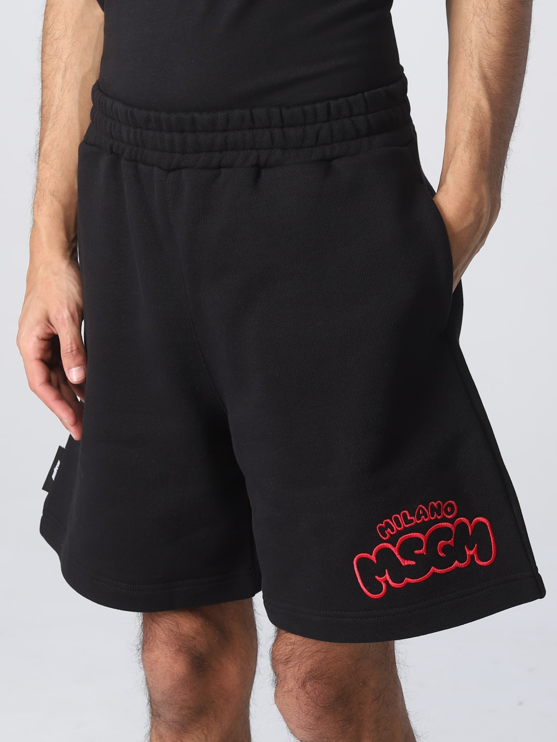 MSGM SHORT: MSGM shorts in cotton, Black - Img 4