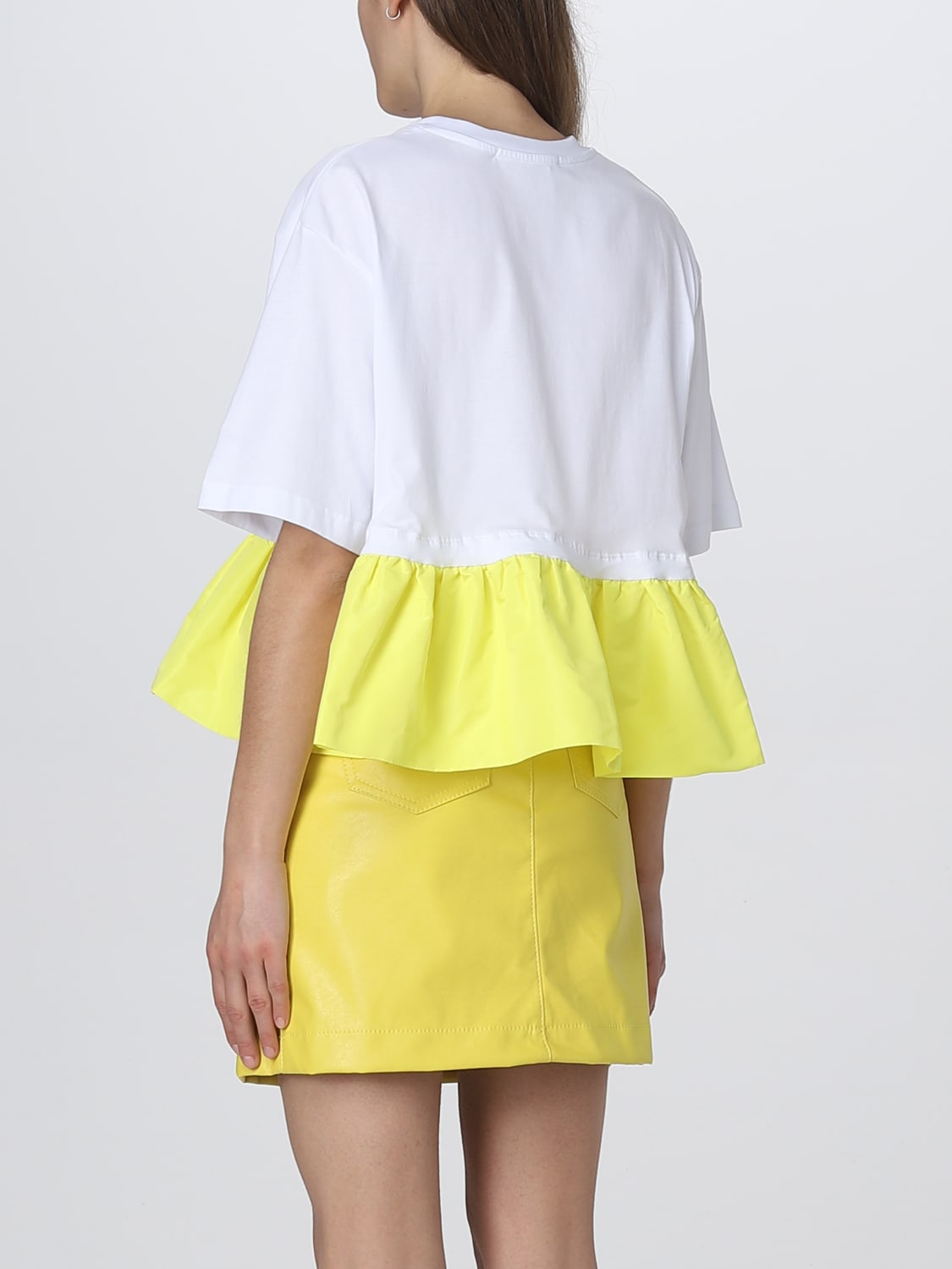 MSGM T-SHIRT: MSGM T-shirt in cotton and taffeta, White - Img 3