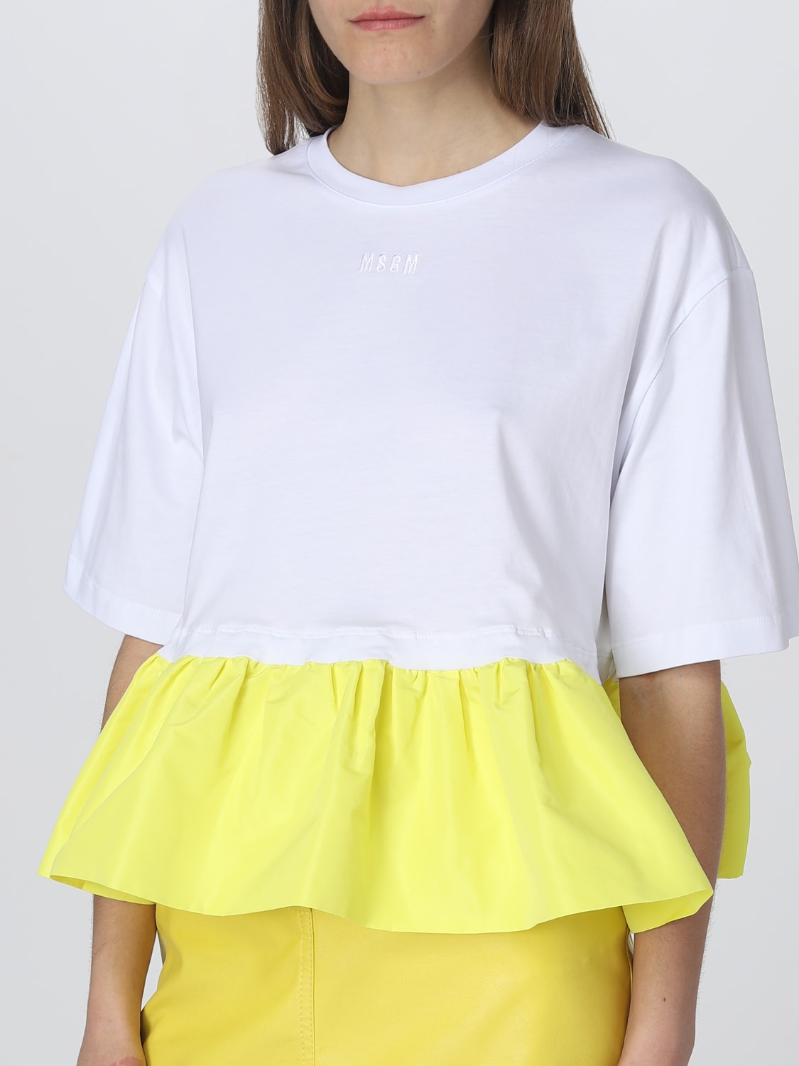 MSGM T-SHIRT: MSGM T-shirt in cotton and taffeta, White - Img 4