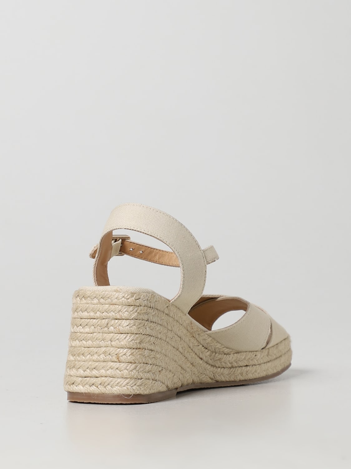 CASTAÑER SANDALI CON TACCO: Sandalo Thea Castañer in canvas di cotone , Avorio - Img 3