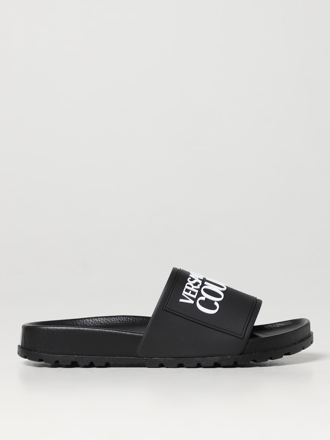 Versace Jeans Couture Outlet: Sliders in rubber - Black | Versace Jeans ...