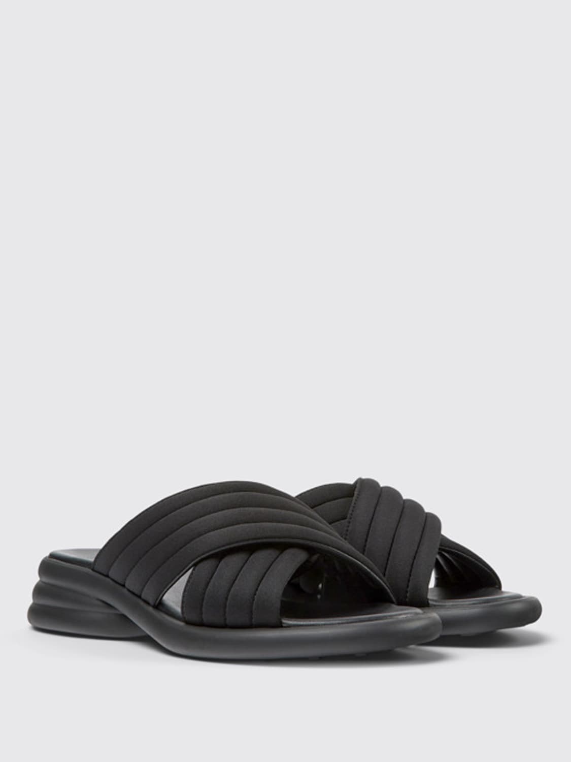 CAMPER FLAT SANDALS: Camper Spiro sandals in recycled fabric, Black - Img 2