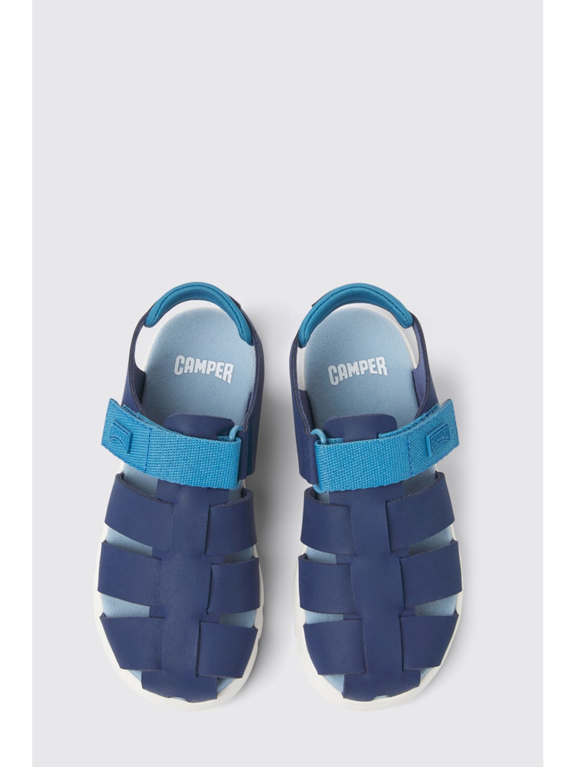 CAMPER SHOES: Camper Oruga sandals in leather, Blue - Img 4