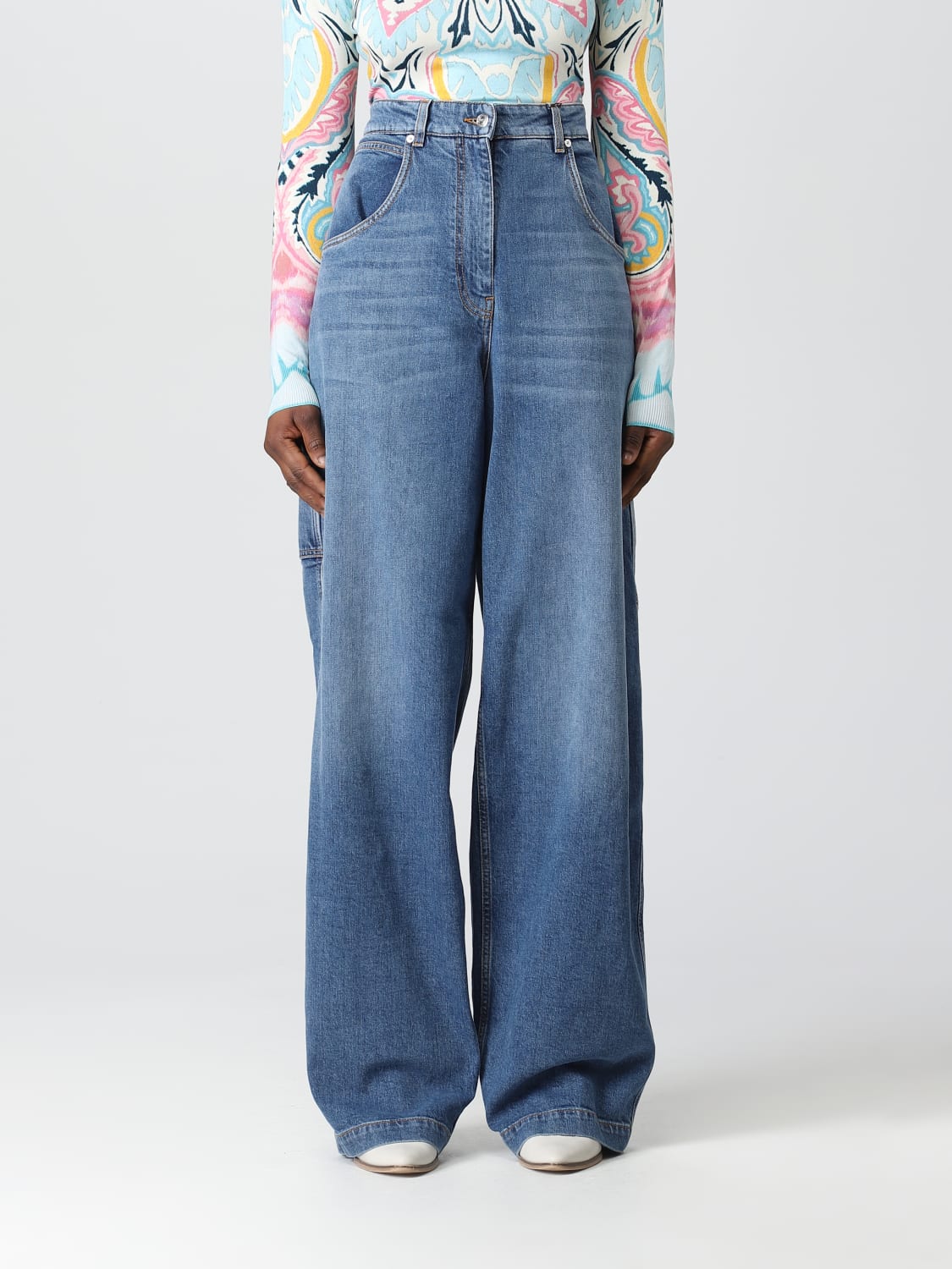 デニム・ジーパン ETRO Woman Jeans Yellow 125159376 200 Etro Outlet: jeans in denim - Yellow | Etro jeans 125159376
