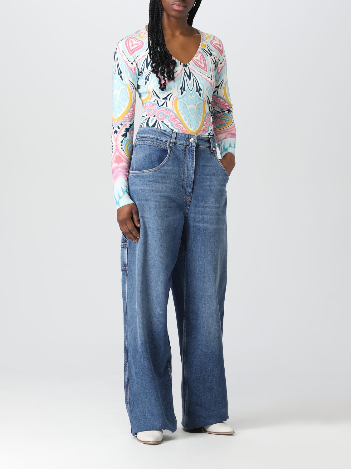 デニム・ジーパン ETRO Woman Jeans Yellow 125159376 200 Etro Outlet: jeans in denim - Yellow | Etro jeans 125159376